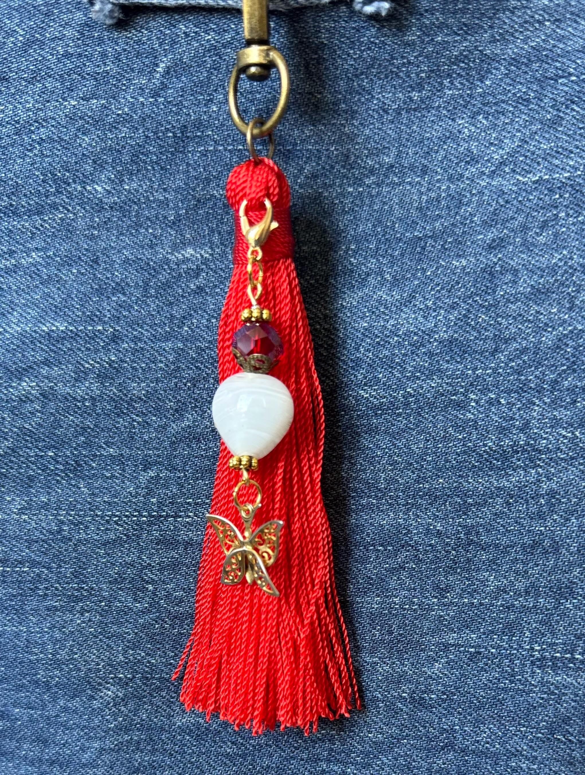 Boho Tassel Bag Charm: Crystals, Semi-Precious Stones & Metal Charms