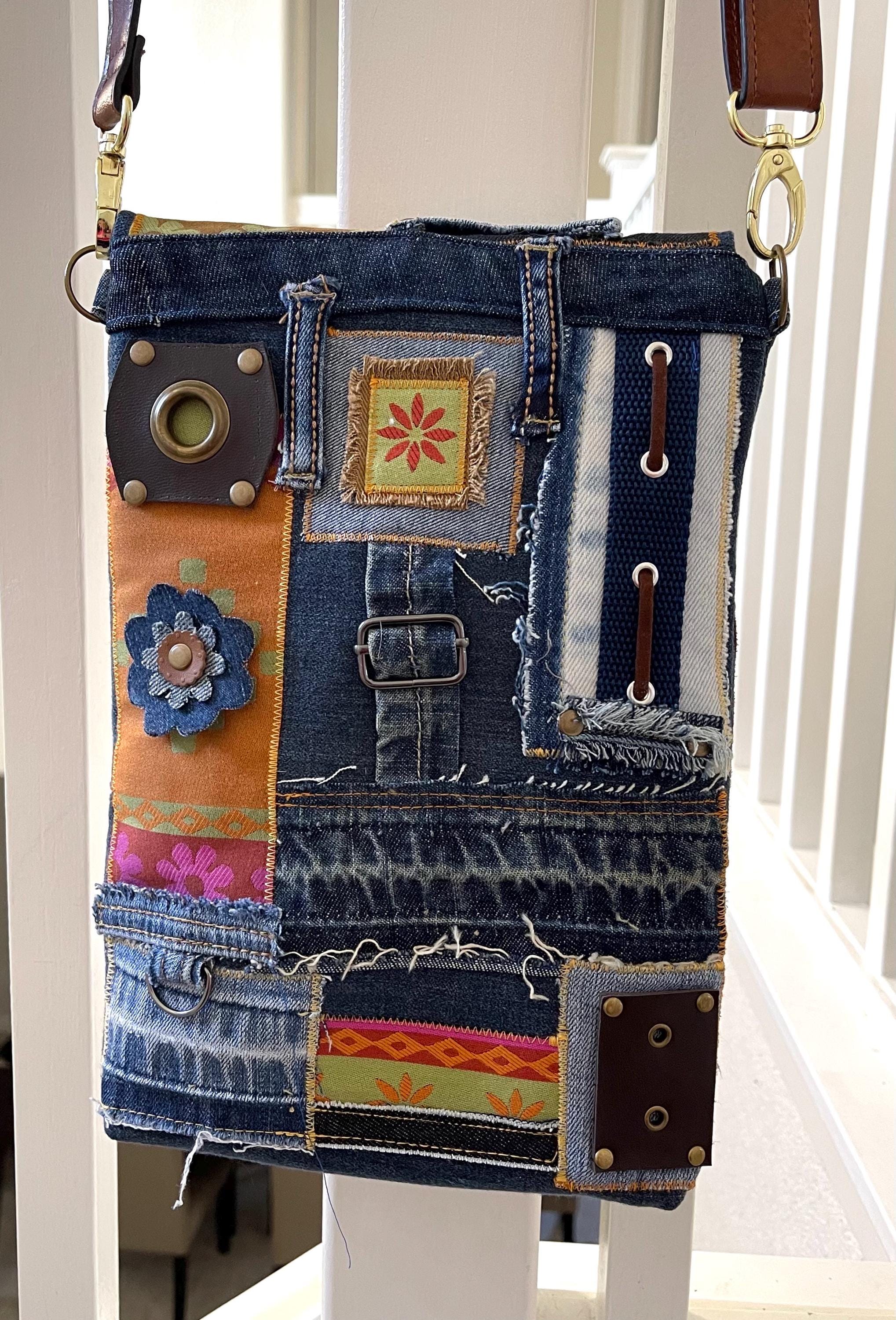 Denim Unique Upcycled Denim Crossbody Bag – Padded and Stylish