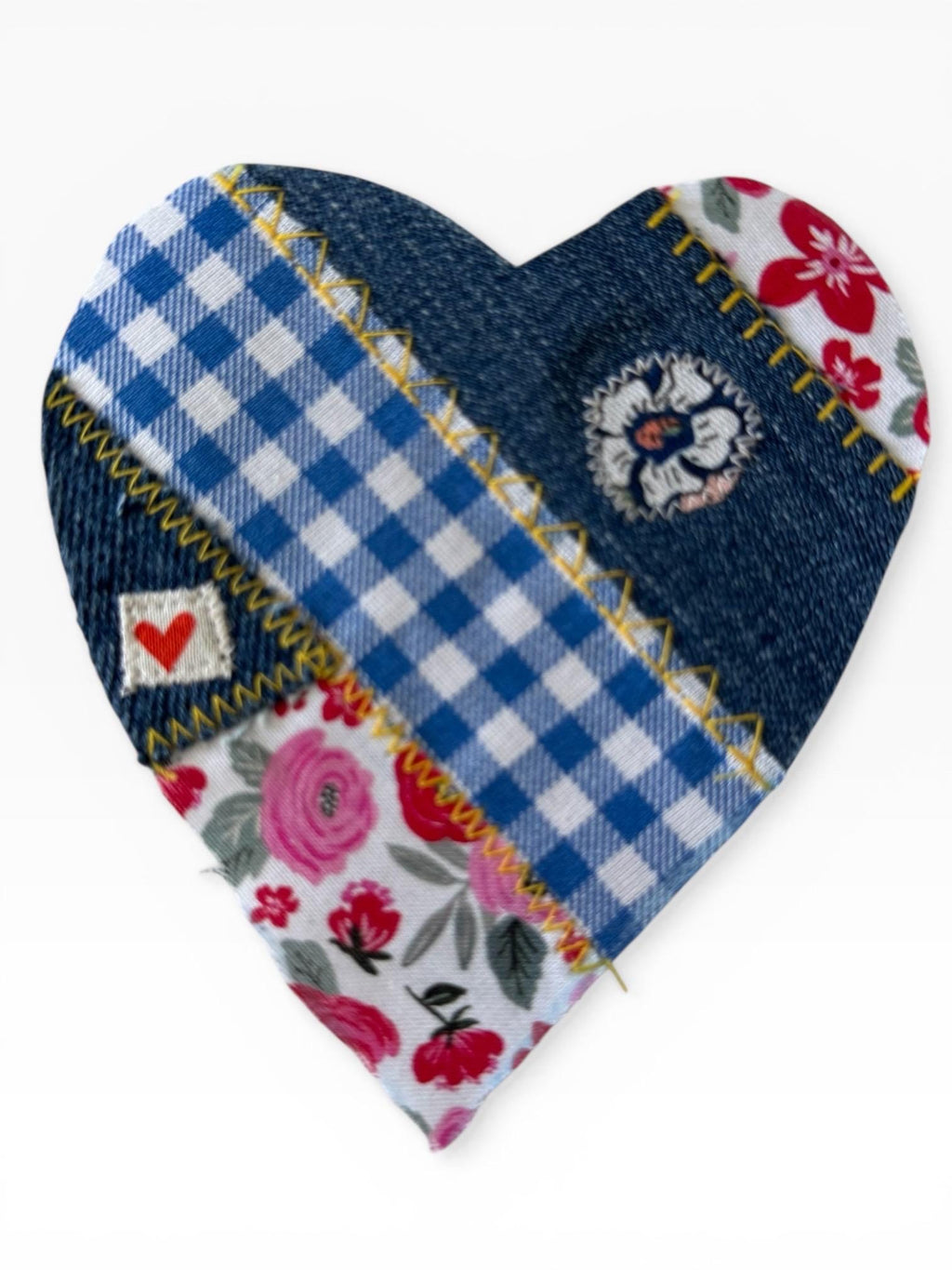 Handmade Denim Heart Patches – Upcycled Patchwork Appliqué for Jackets, Jeans, Bags