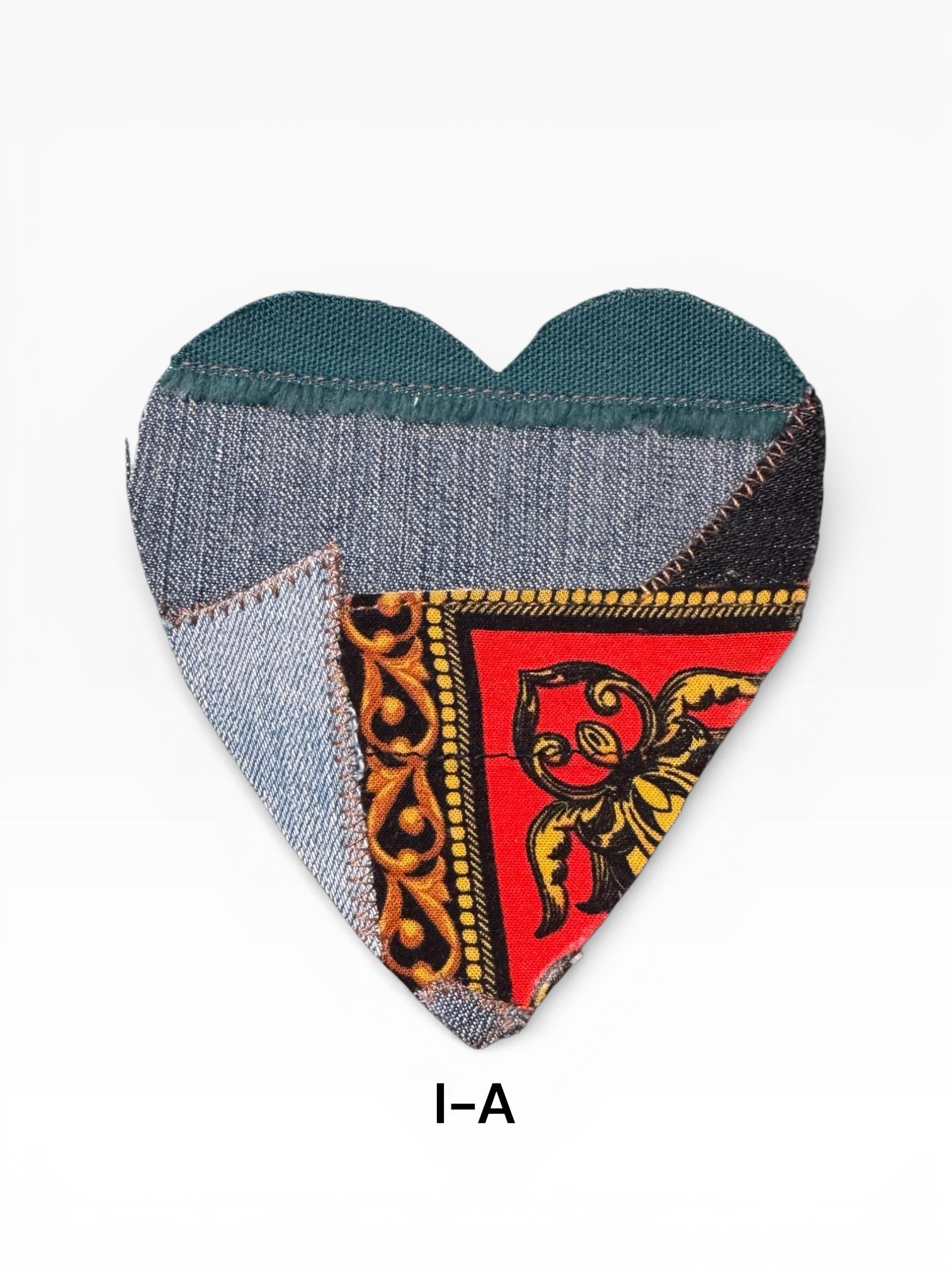 Handmade Upcycled Denim Heart Patches: Sew-On DIY Craft Applique