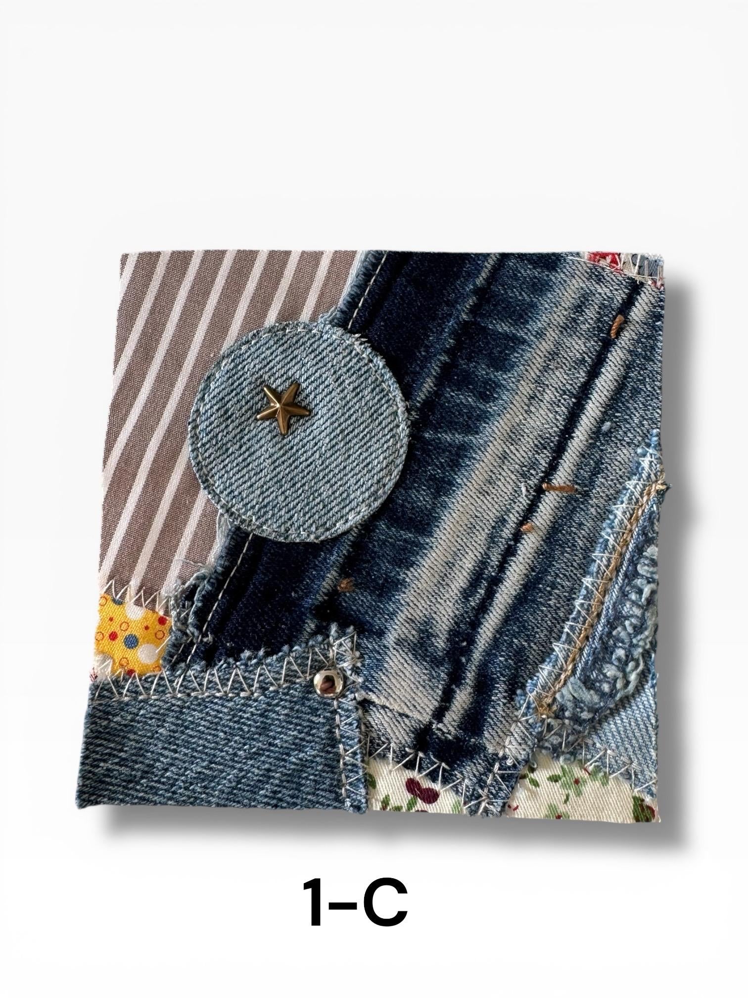 Upcycled Denim Patchwork Sew-On Patches – Rustic Boho Fabric Appliqué Set