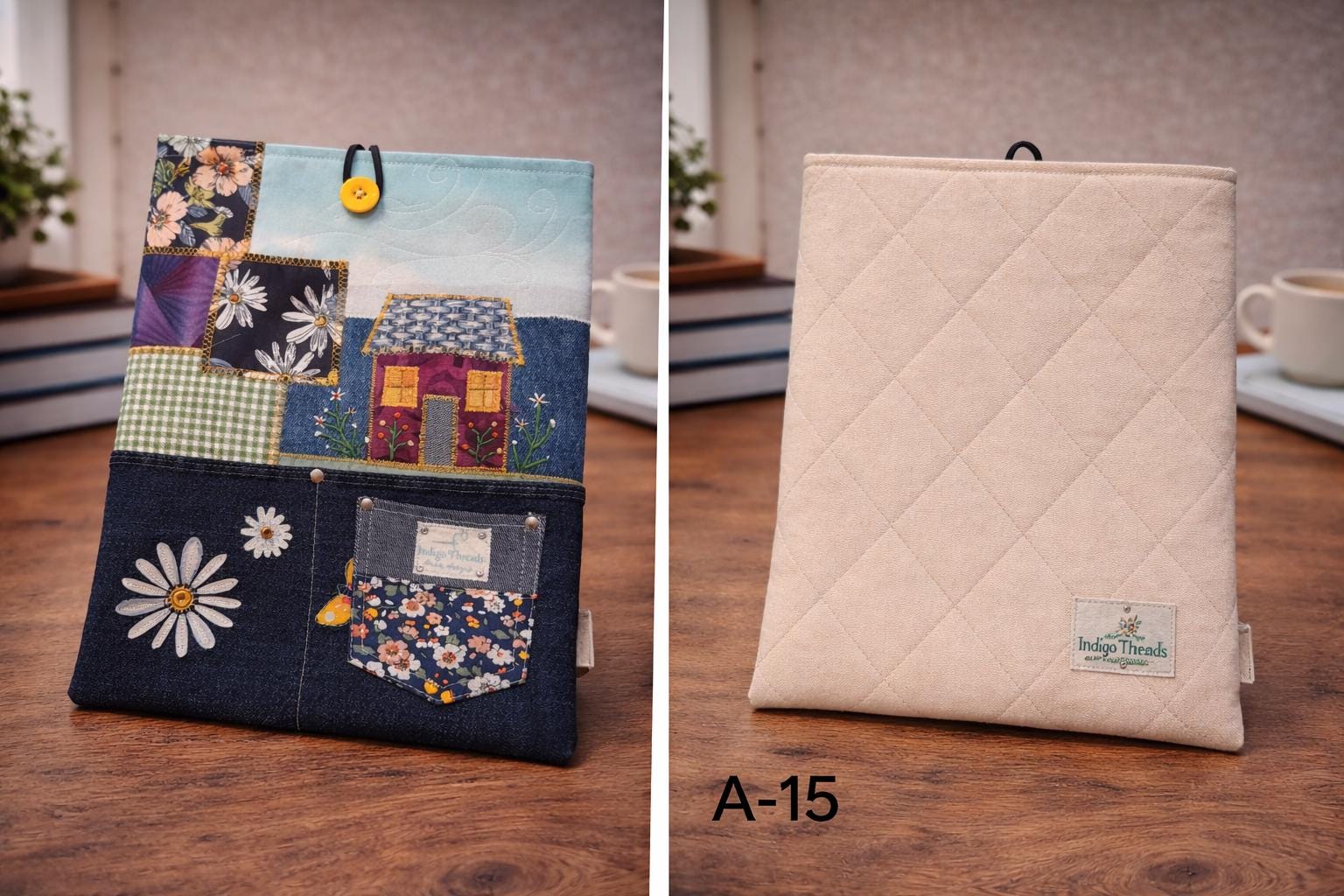 Handmade Denim Patchwork Pouch | Bible Cover, iPad, laptop Sleeve-extra large