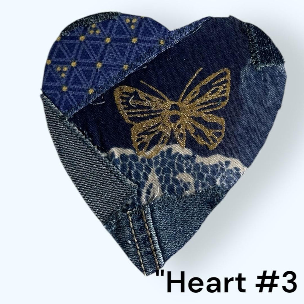 Handmade Upcycled Denim Heart Patch: Sew-On DIY Craft