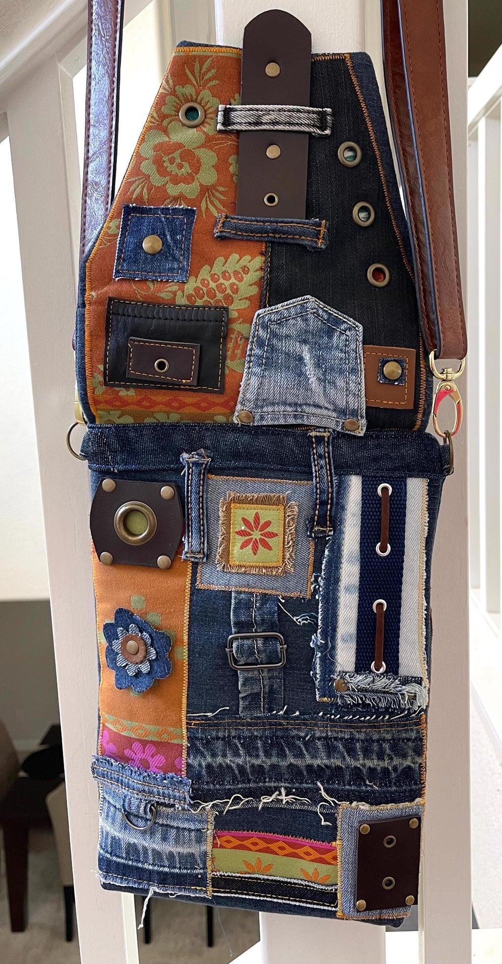 Denim Unique Upcycled Denim Crossbody Bag – Padded and Stylish
