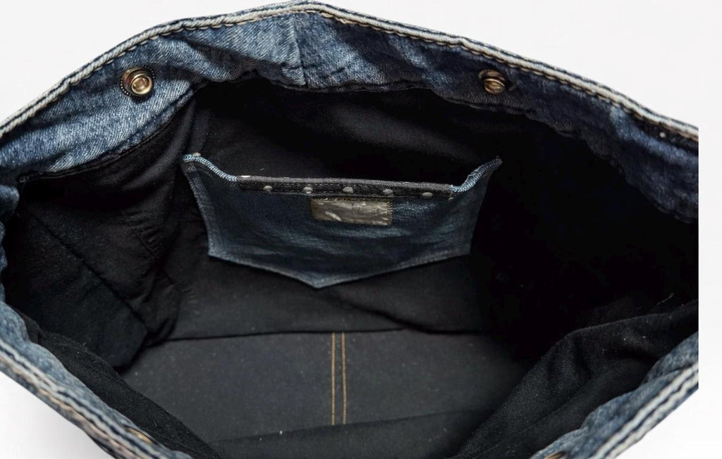 Upcycled Denim Patchwork Crossbody Bag | Boho Jean Purse with Lace Appliqué