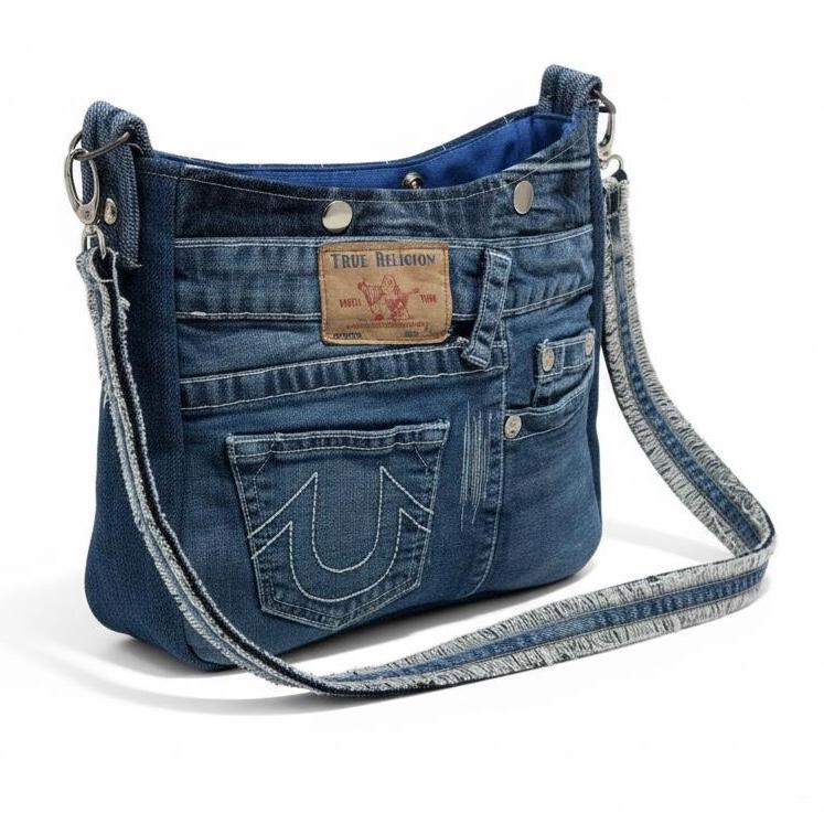 Upcycled Denim Shoulder Bag | Handmade Recycled Jeans Purse | Eco-Friendly One-of-a-Kind Bag