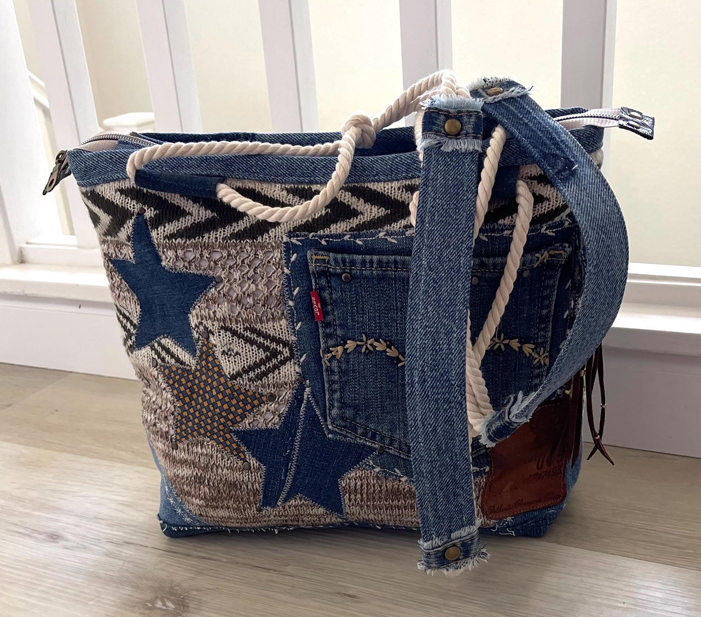 Denim & Knit Sweater-Upcycled Bag | Eco-Friendly, Handmade, One-of-a-Kind
