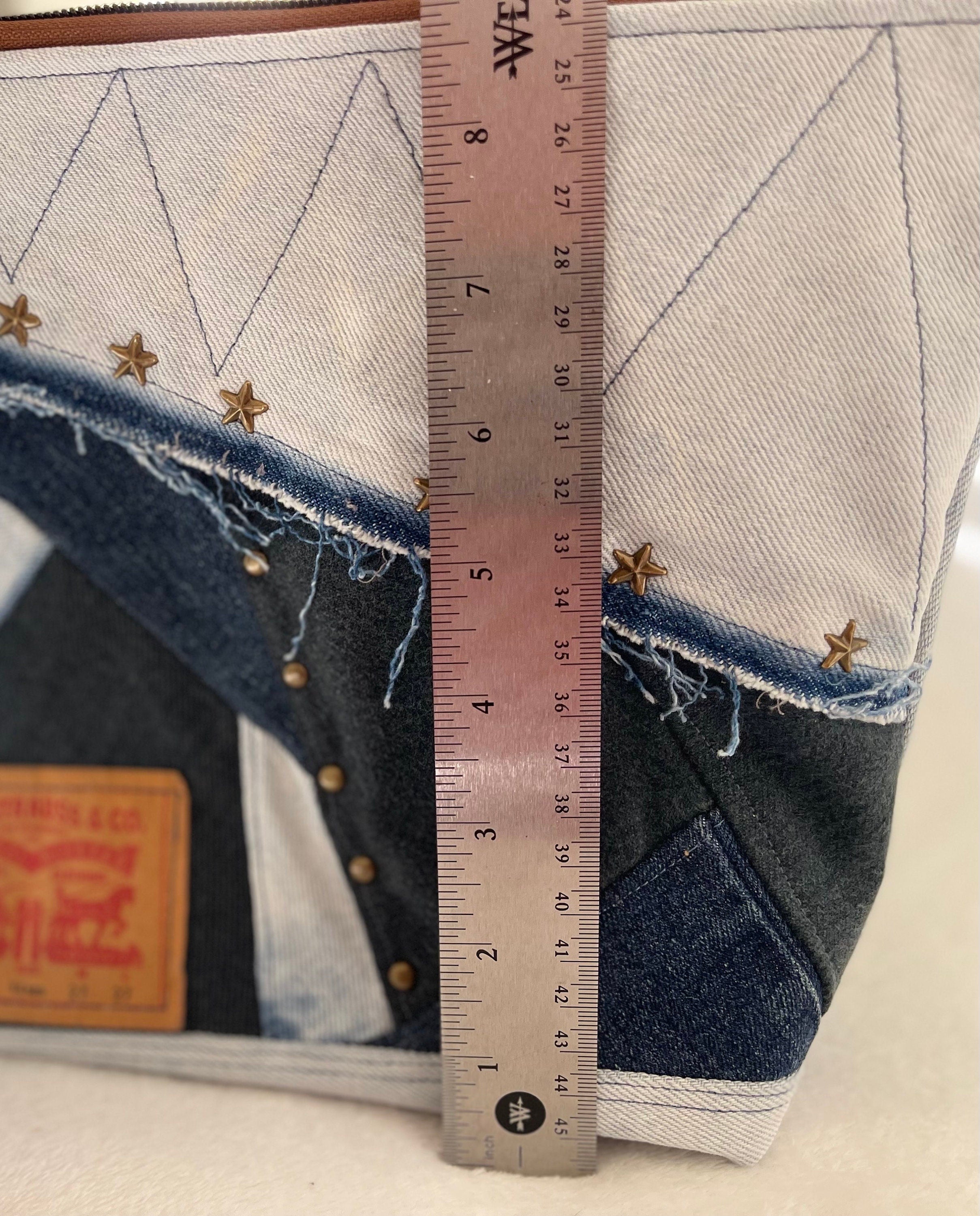 Upcycled Denim Patchwork Handbag, Boho Tassel Clutch