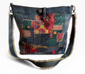 Upcycled Denim Patchwork Crossbody Bag | Sashiko Boro Inspired Boho Purse