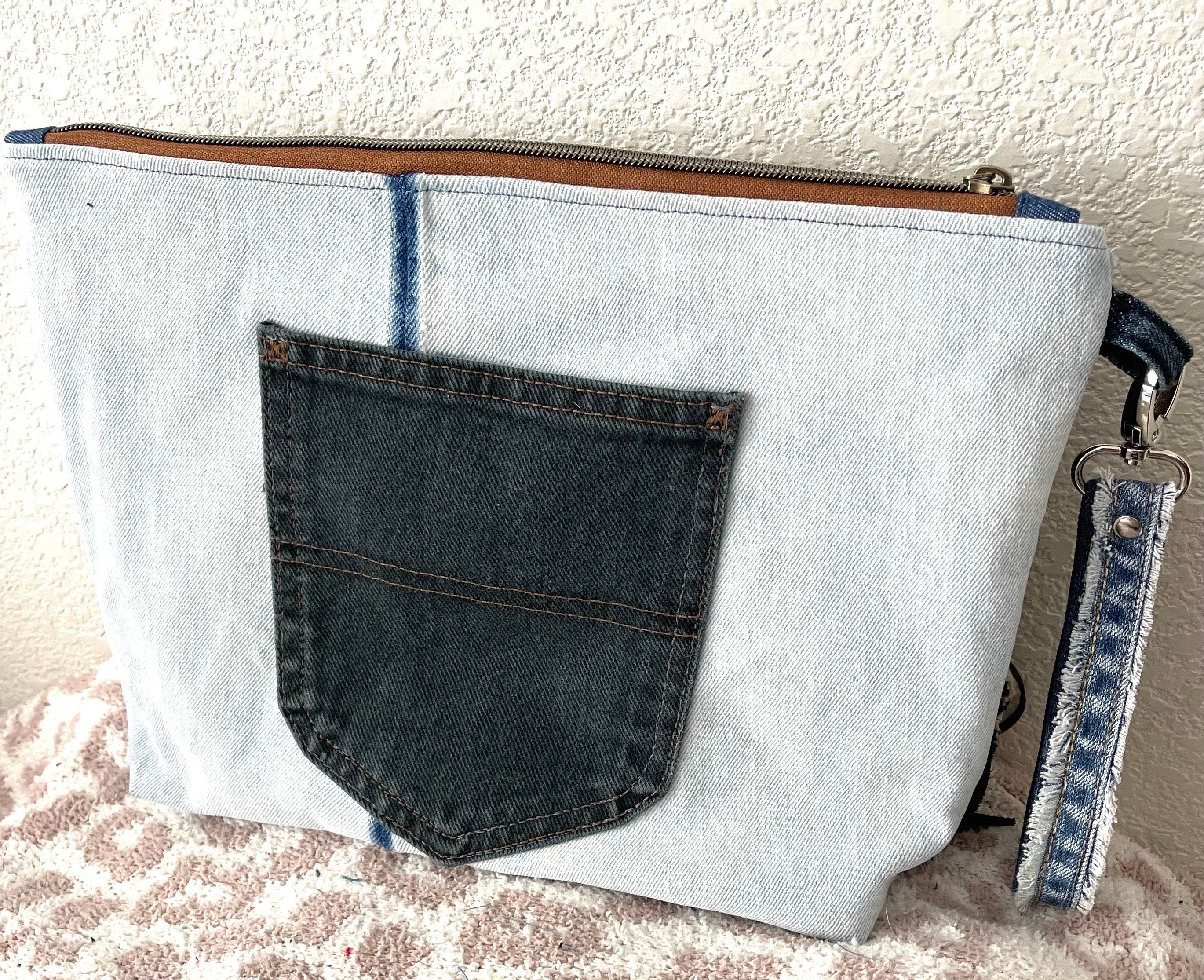 Upcycled Denim Patchwork Handbag, Boho Tassel Clutch