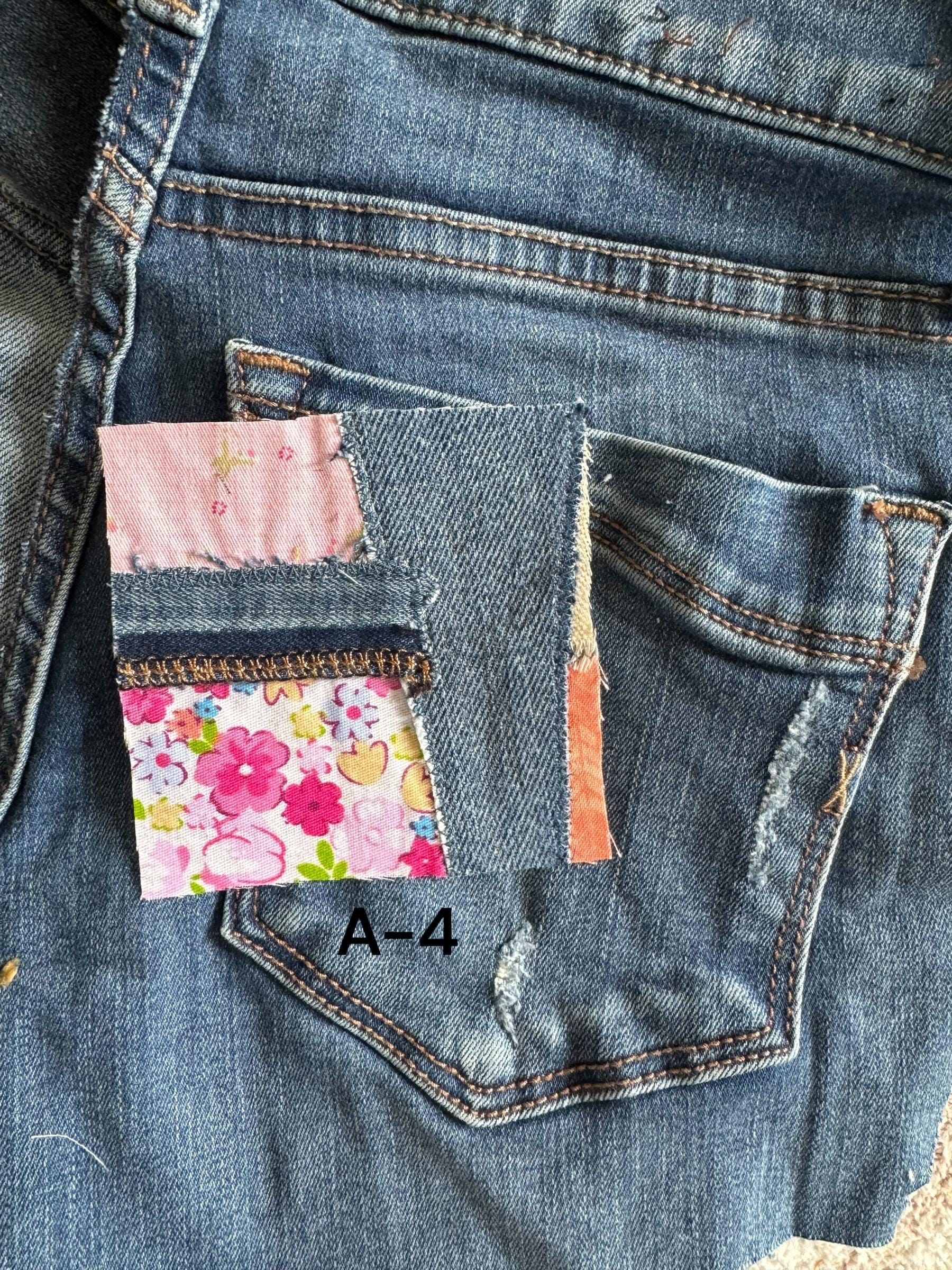 Handmade Denim Patchwork –  3.5”x3.5” Hand-Sew on – Upcycled Denim, Cotton fabric
