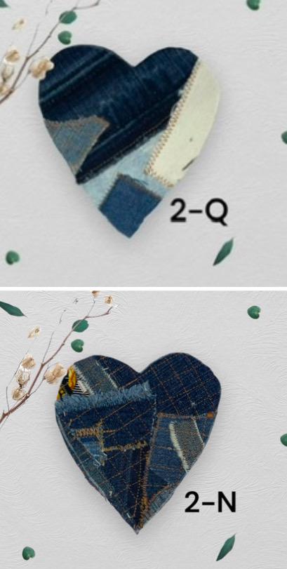 Handmade Upcycled Denim Heart Patches: Sew-On DIY Craft Embellishments