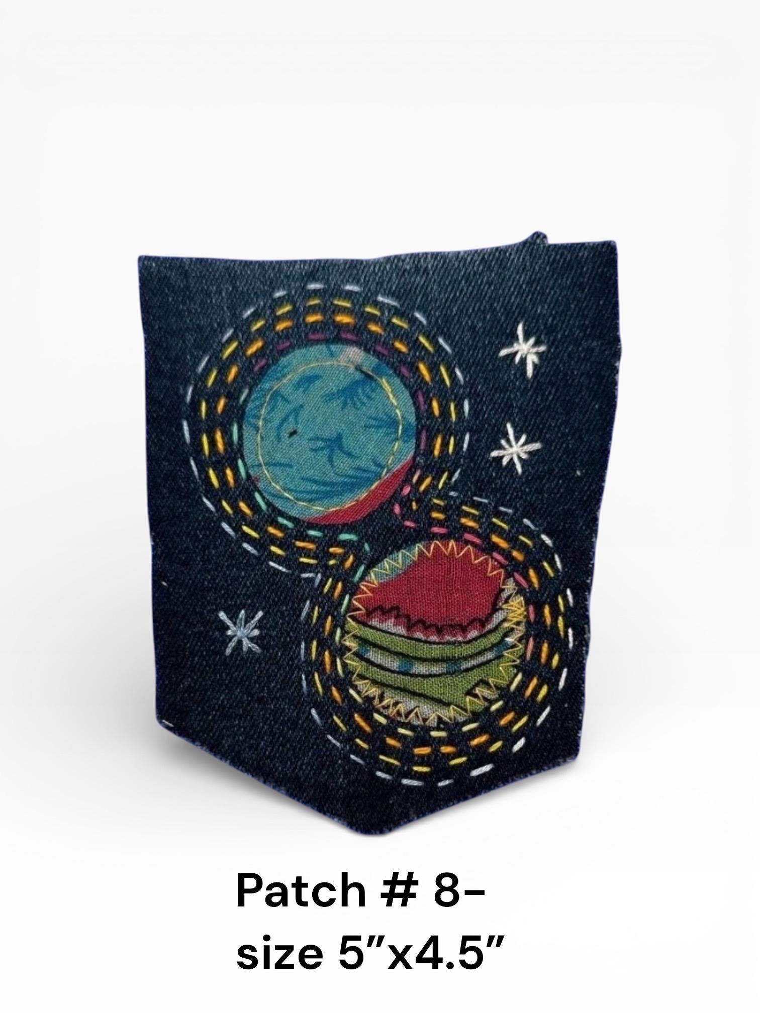 Sashiko Boro-Inspired Handmade Denim Patches – Sew-On Embroidered Patchwork