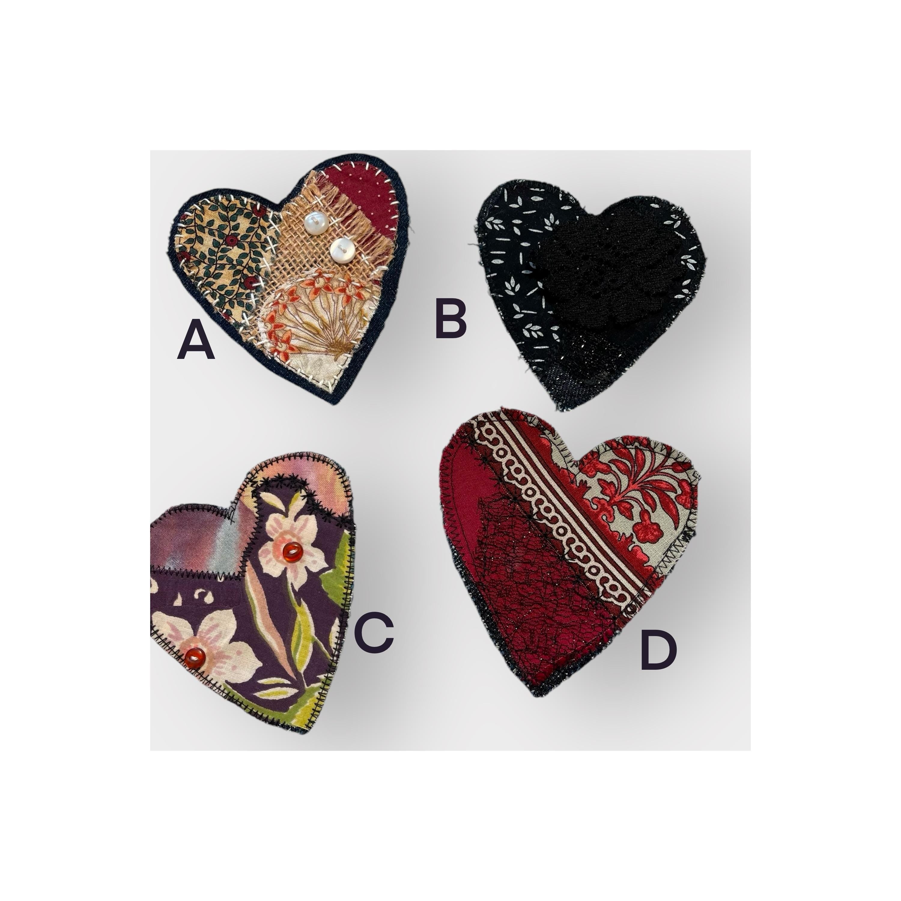 Handmade Upcycled Denim Heart Patches: Rustic Fabric Appliqués