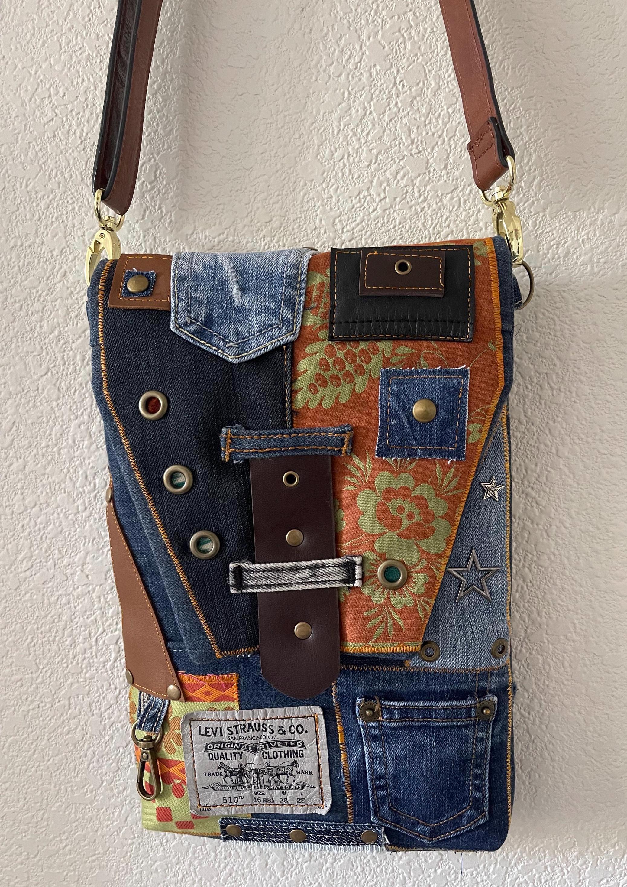 Denim Unique Upcycled Denim Crossbody Bag – Padded and Stylish