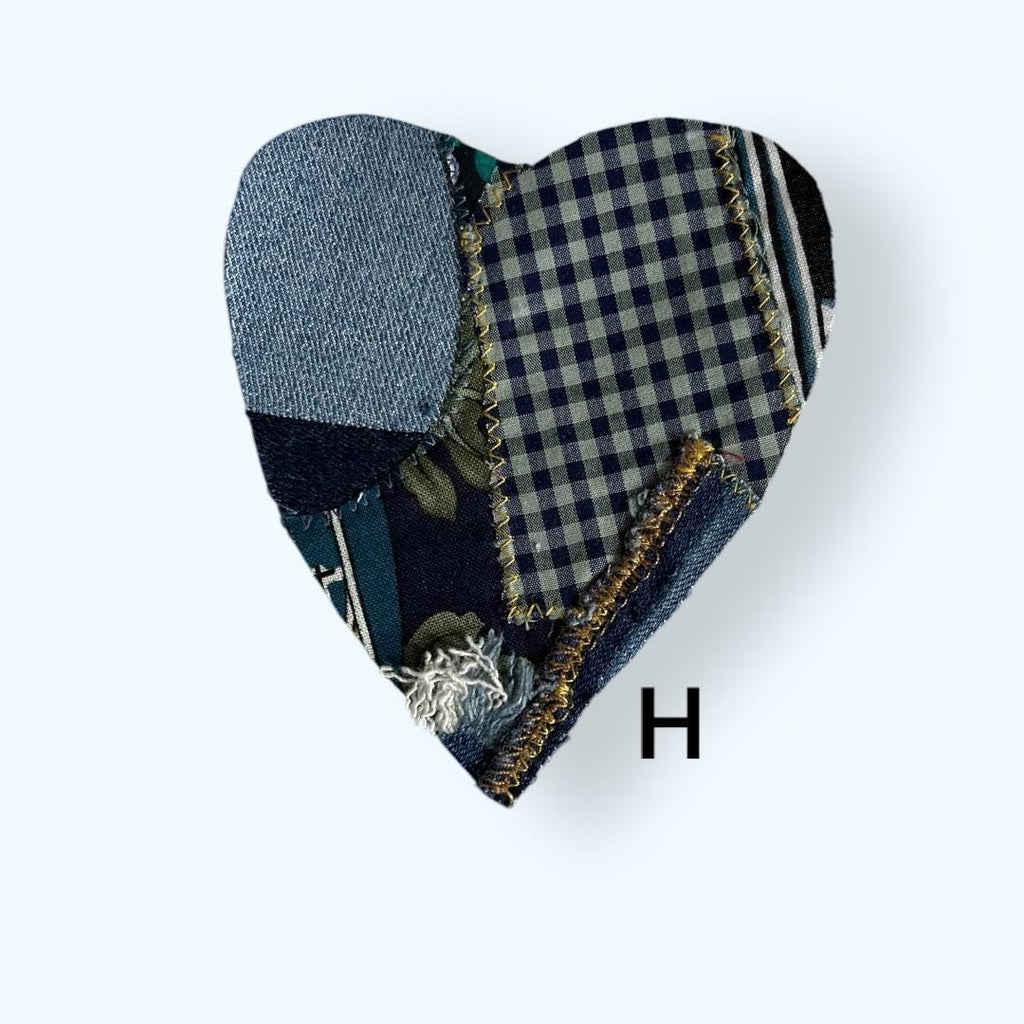 Handmade Denim Heart Patch: Upcycled Surf Floral Sew-On Applique