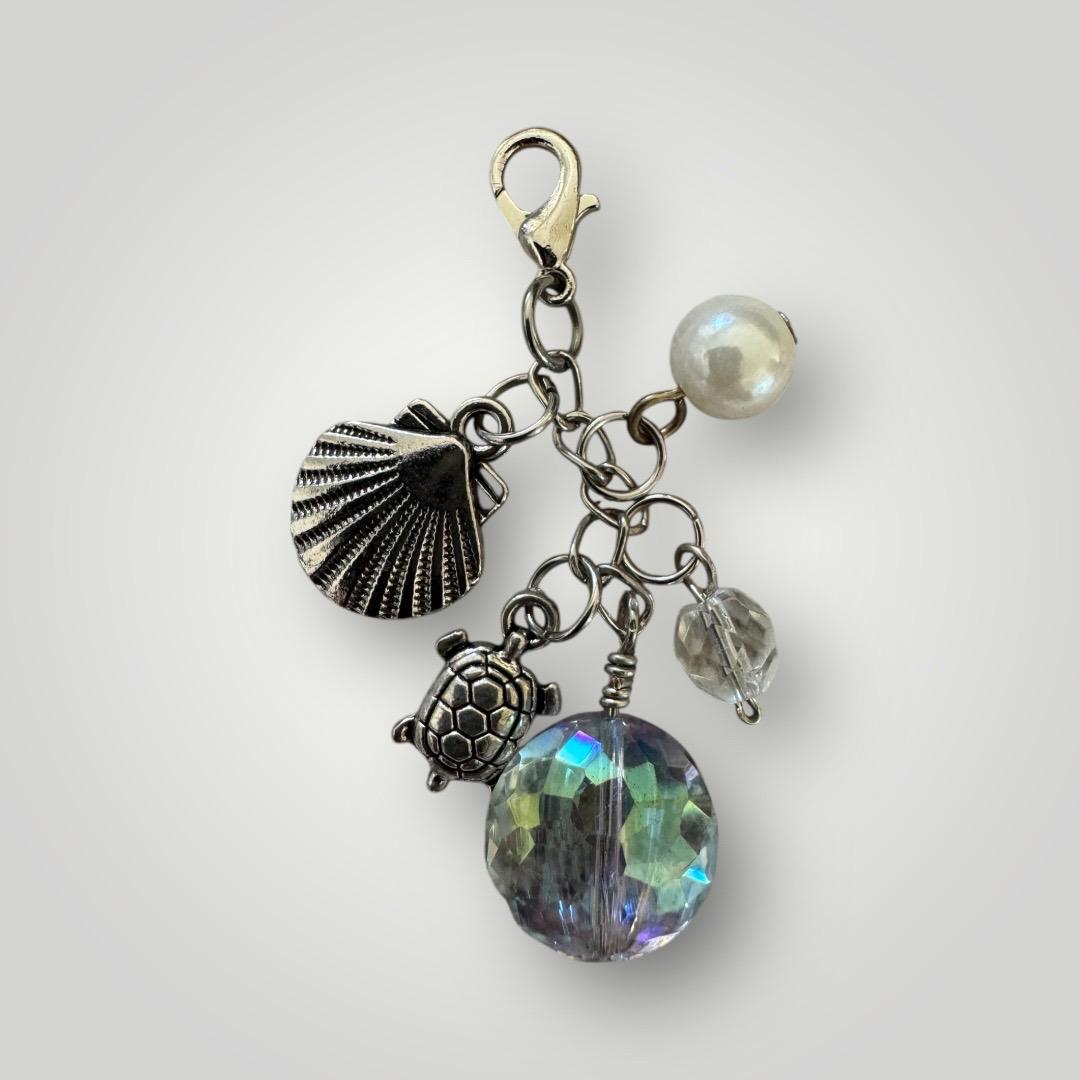 Handmade Gemstone Zipper Pull: Pearl & Stone Bag Charm