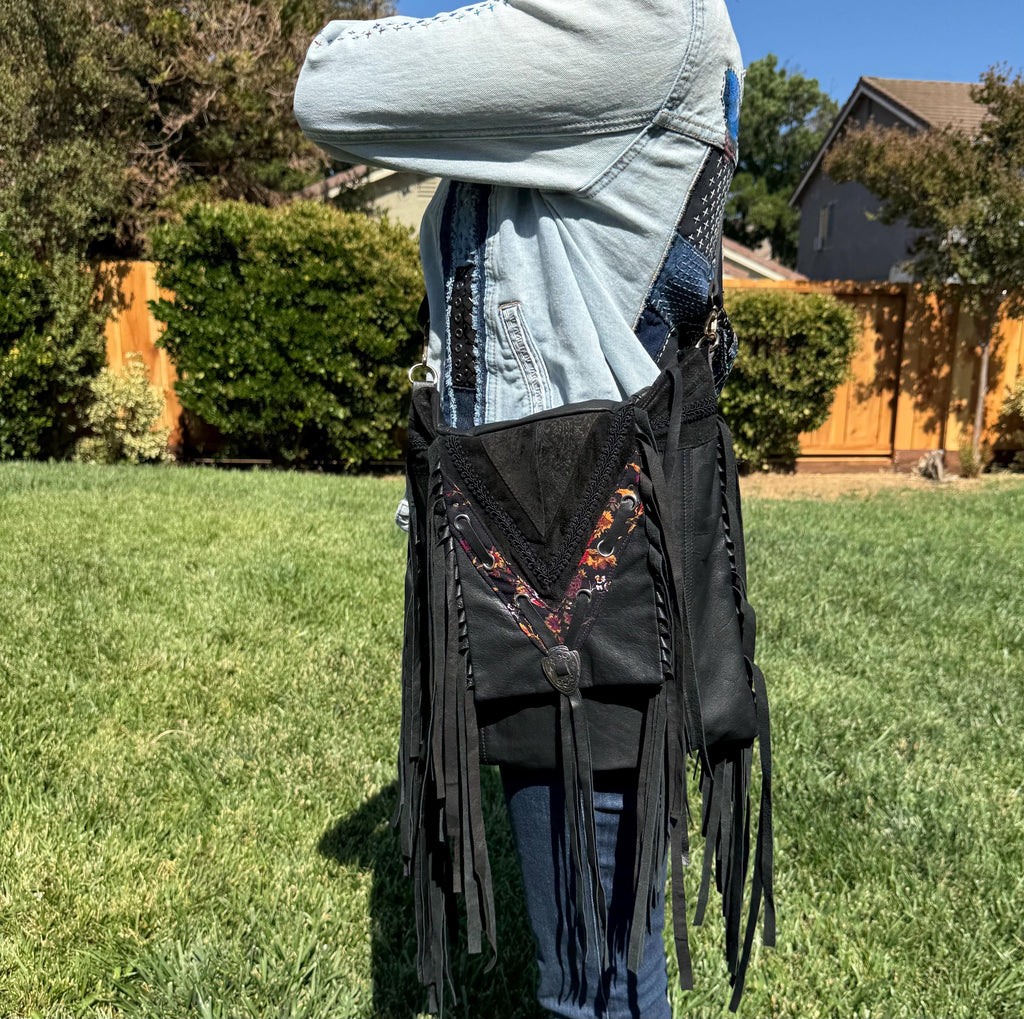 Handmade Leather Crossbody Bag – Adjustable Strap, Flap Closure & Dual Pockets (13”x13”)