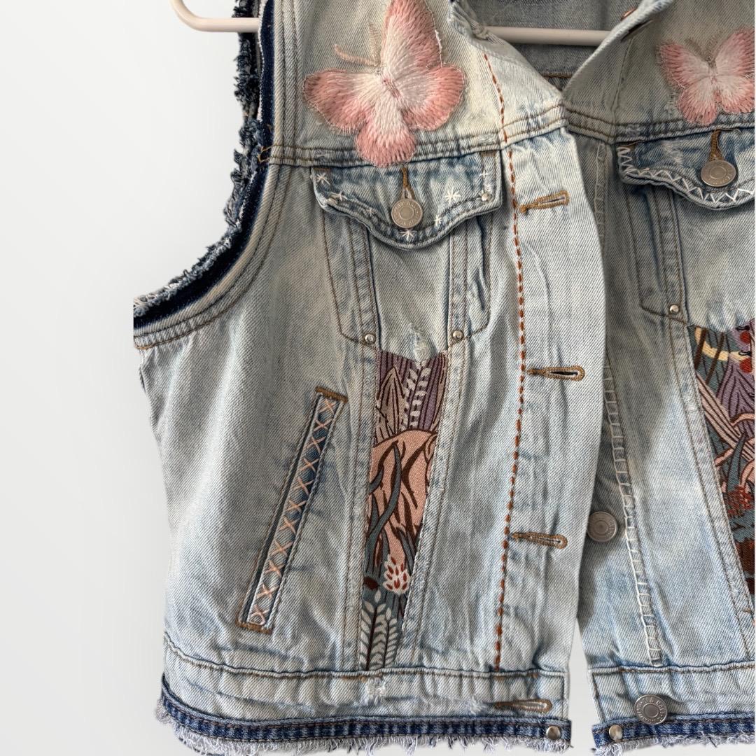 Upcycled Patchwork Denim girl’s Vest – Fits Ages 8–10 | One-of-a-Kind | Old Navy | Indigo Threads