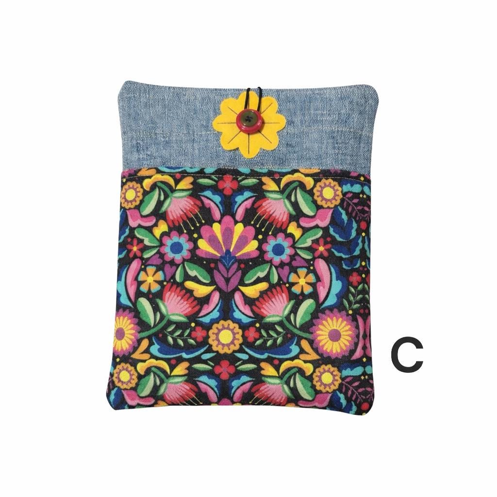 Upcycled Denim Kindle Sleeve | Quilted E-Reader Pouch (7x8")