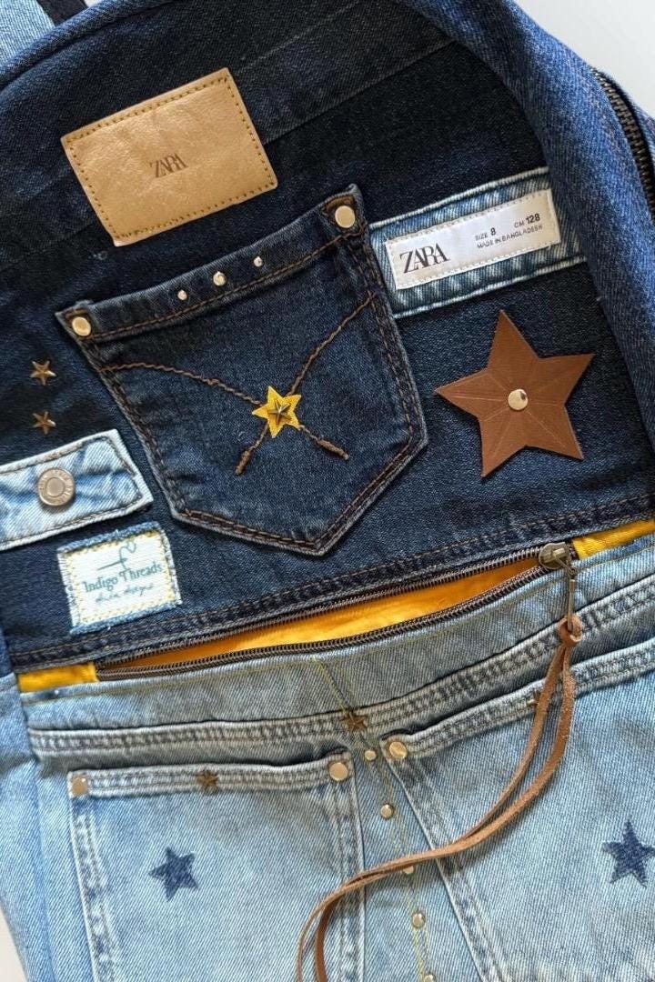 Handmade Denim Patchwork Backpack – One of a Kind