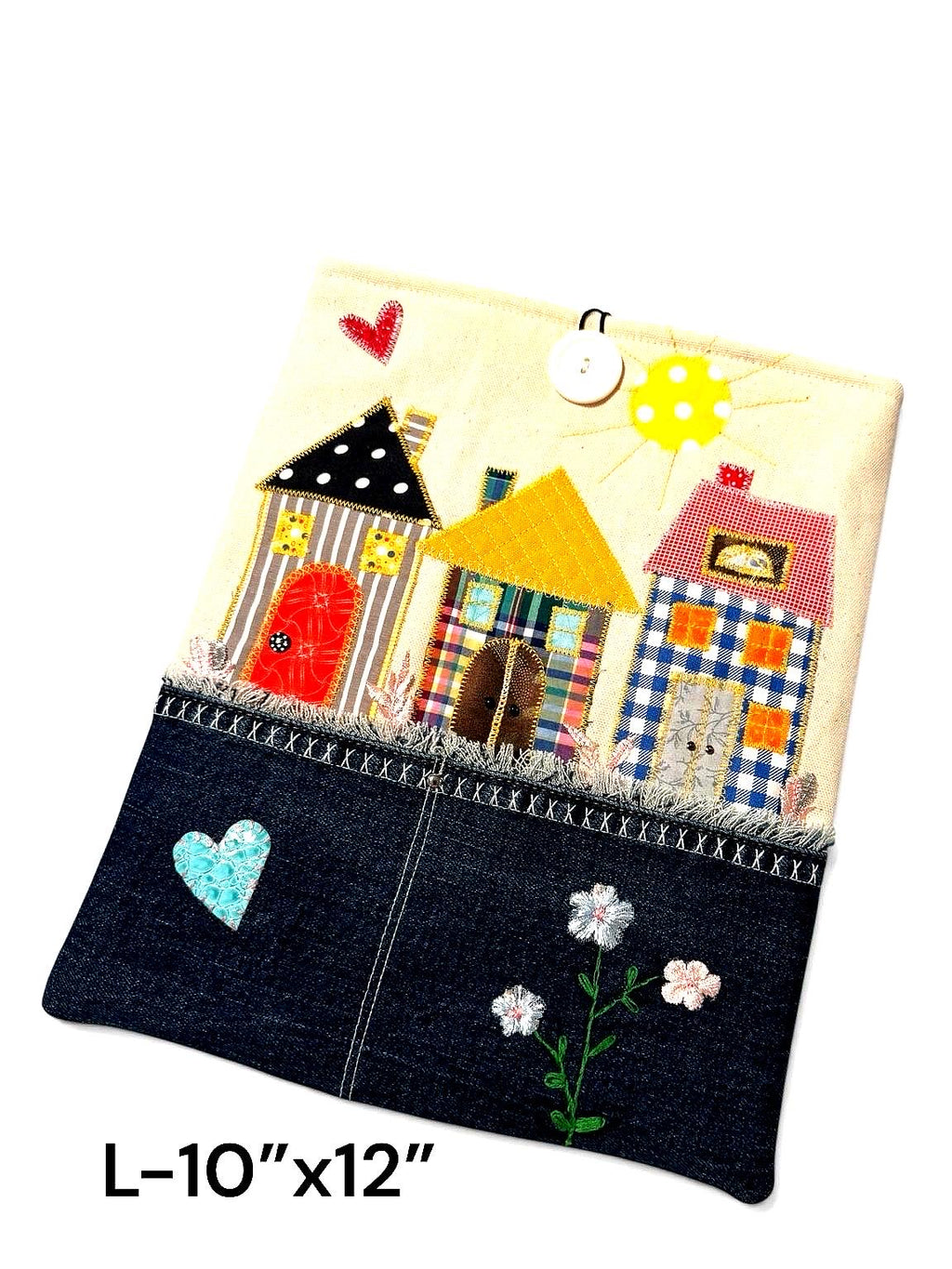 Handmade Denim Patchwork Pouch | Bible Cover, iPad, laptop Sleeve-extra large