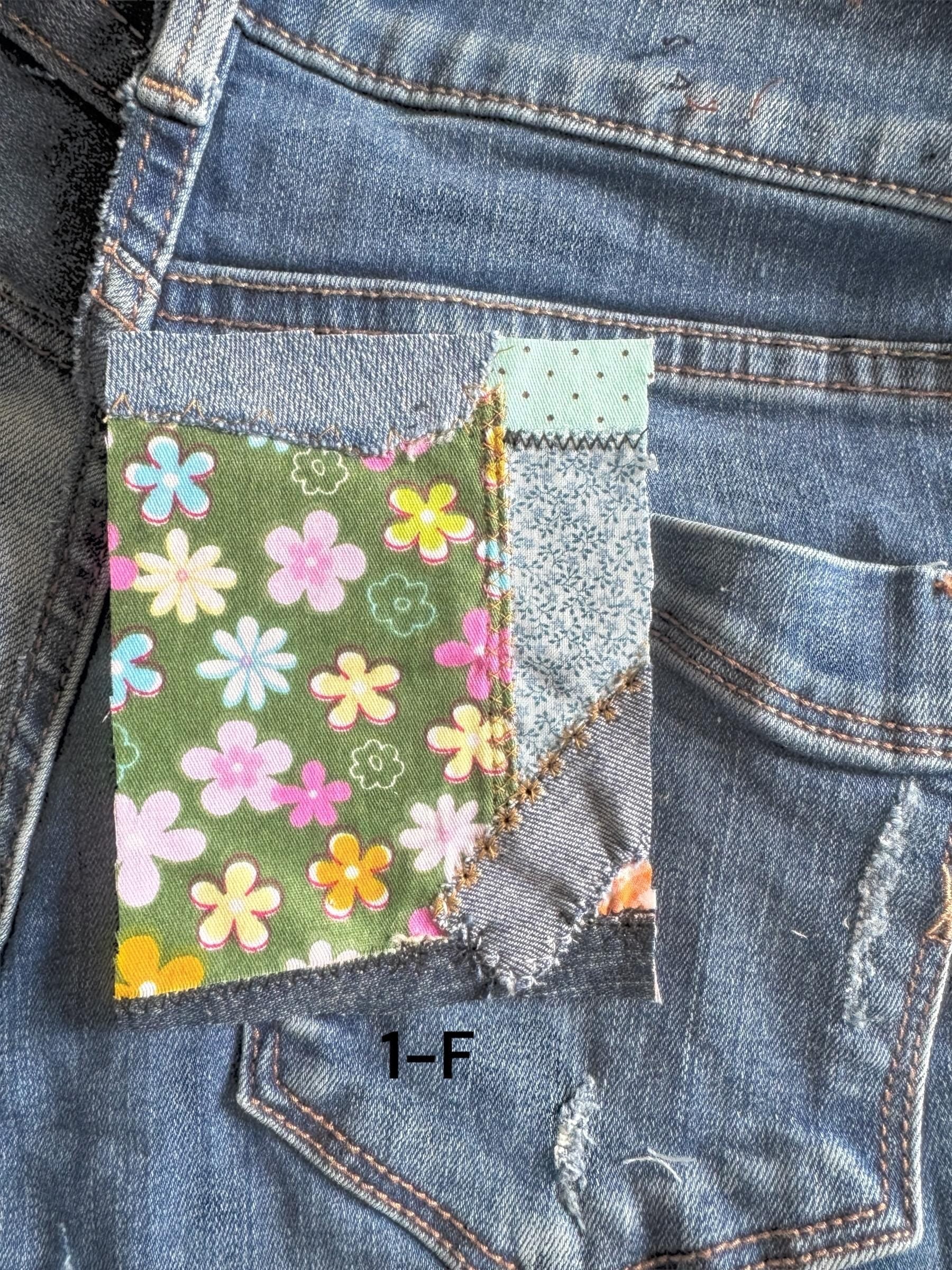 Handmade Denim Patchwork –  3.75”x4.5” Hand-Sew on – Upcycled Denim, Cotton fabric