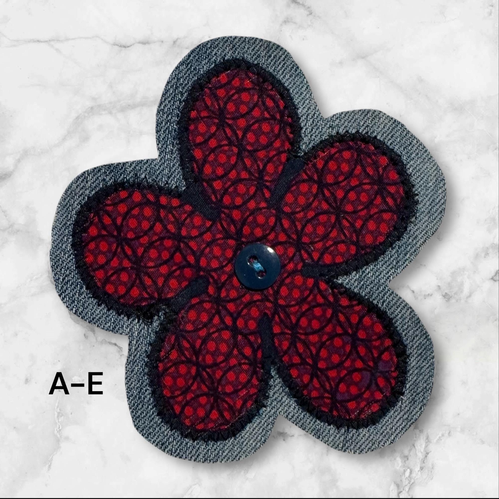 Handmade Fabric Flower Patches – Sew-On Denim & Cotton Appliqué