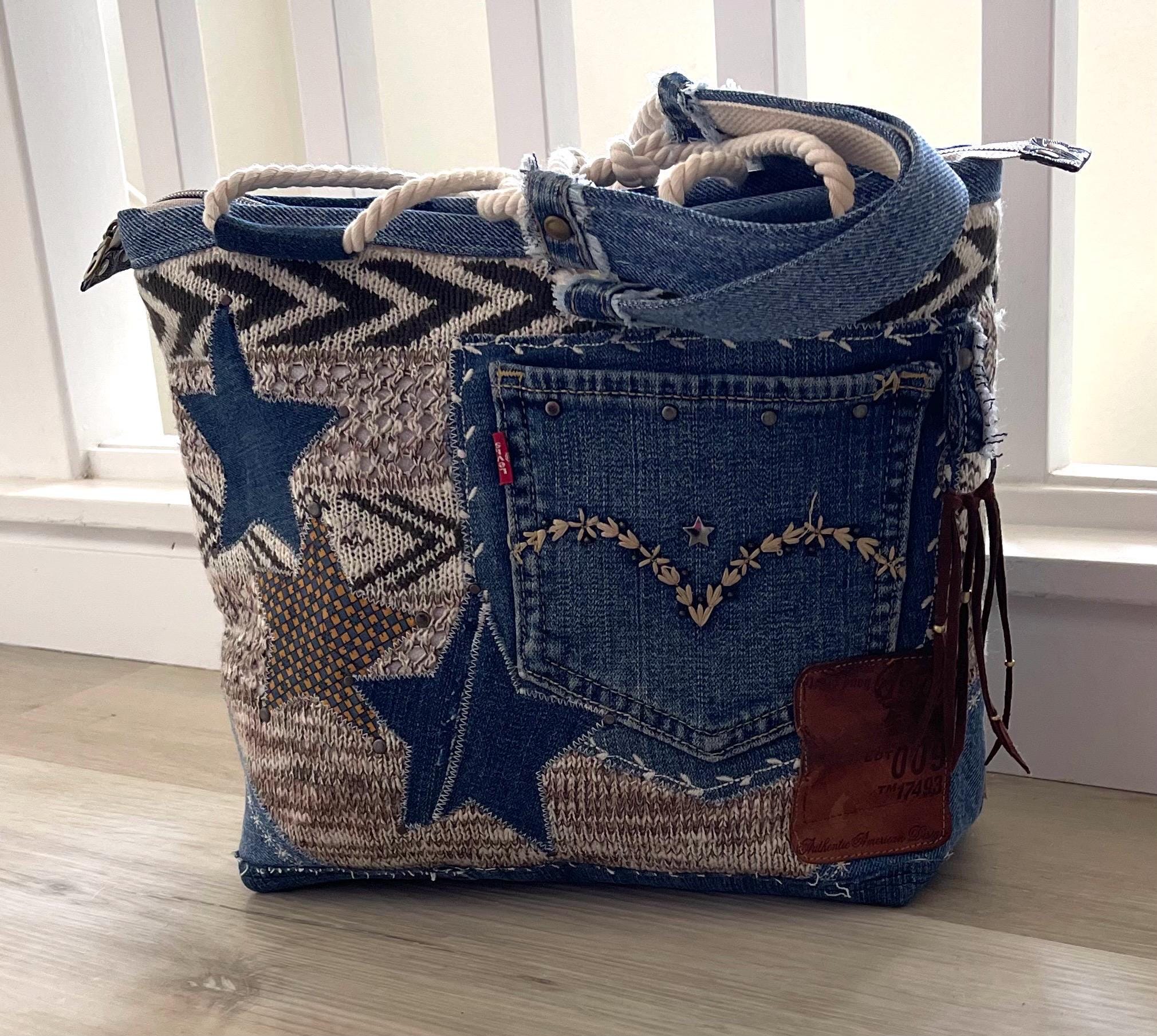 Denim & Knit Sweater-Upcycled Bag | Eco-Friendly, Handmade, One-of-a-Kind