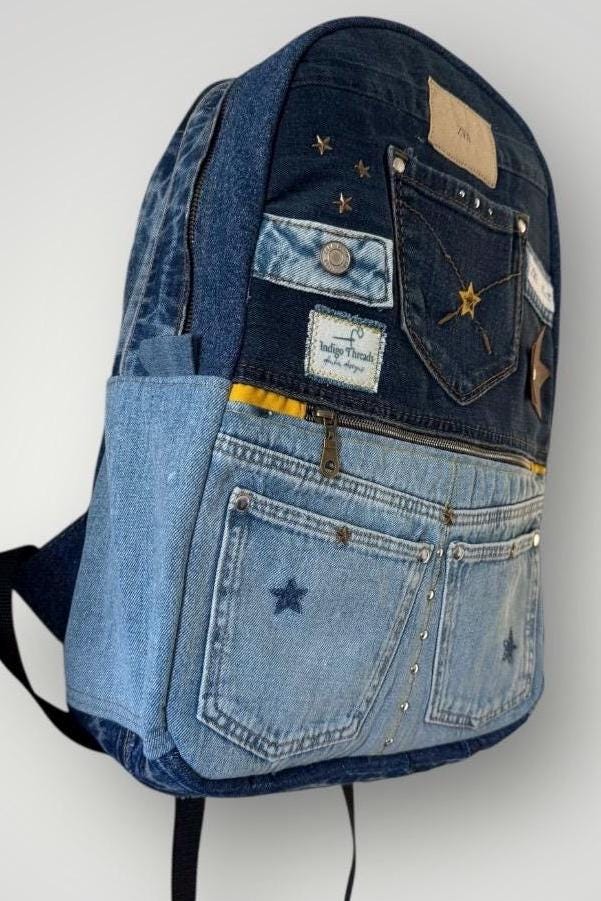 Handmade Denim Patchwork Backpack – One of a Kind
