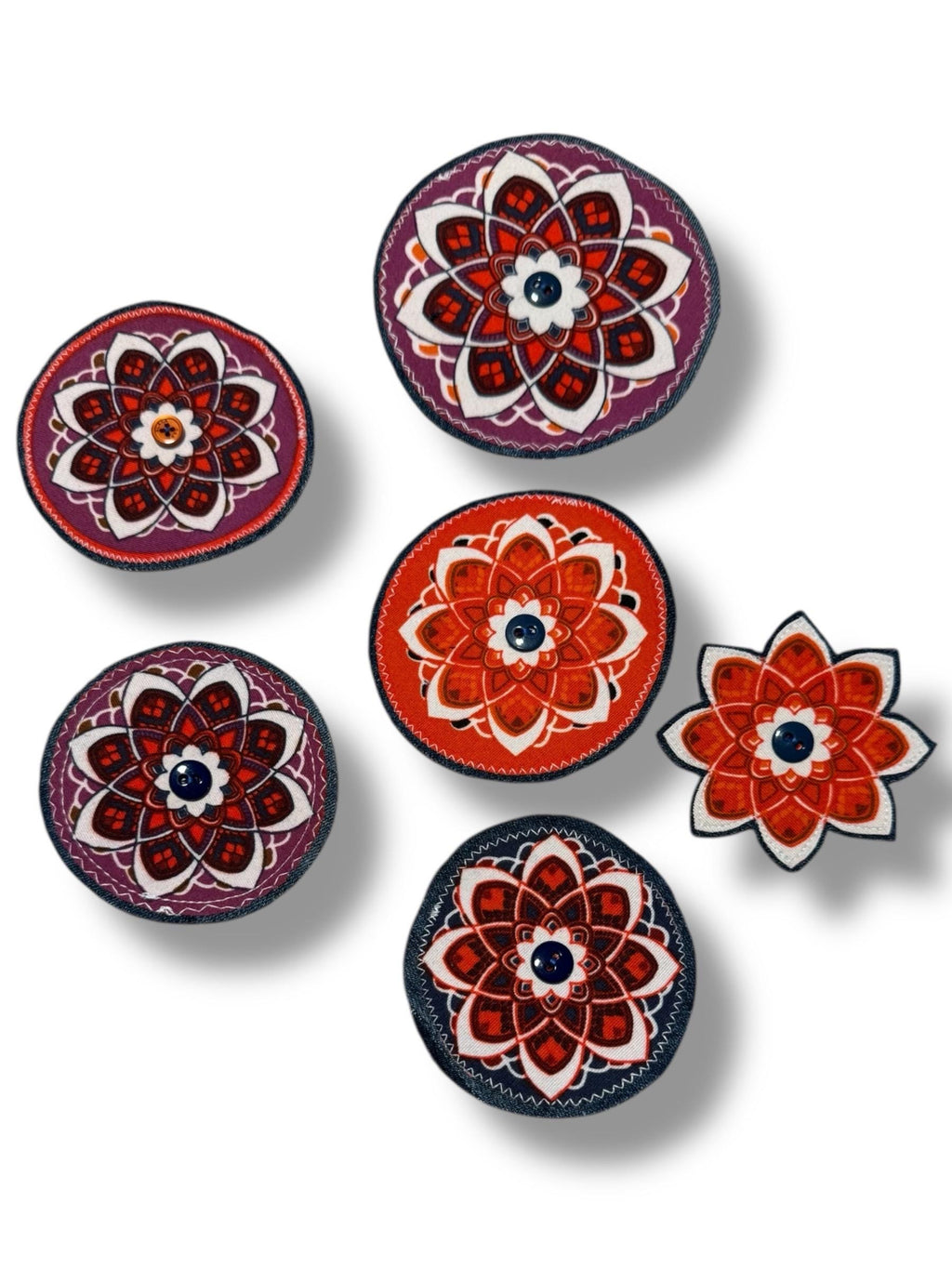 Handmade Denim Flower Patch: Upcycled Cotton Polyester Applique