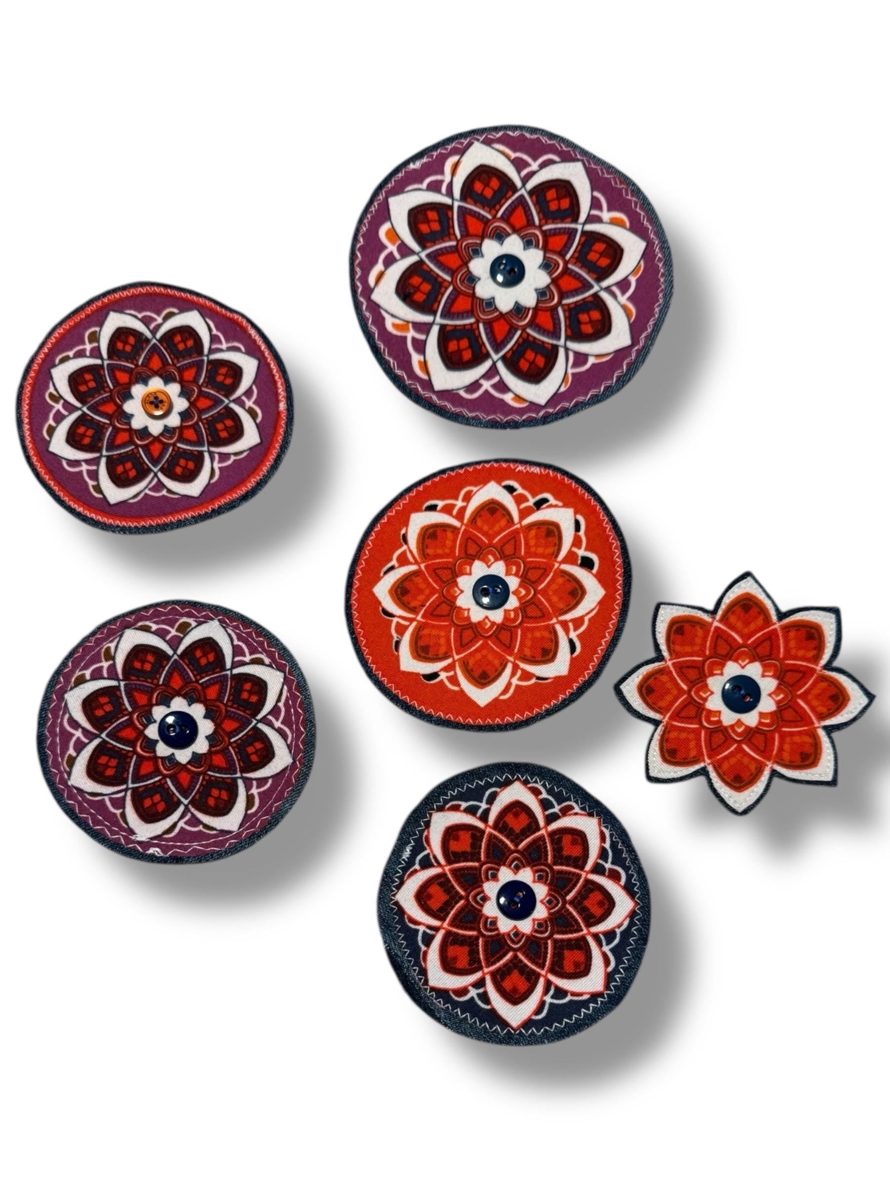 Handmade Denim Flower Patch: Upcycled Cotton Polyester Applique