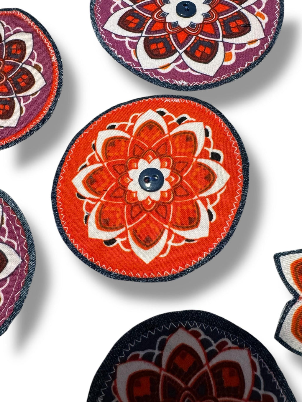 Handmade Denim Flower Patch: Upcycled Cotton Polyester Applique