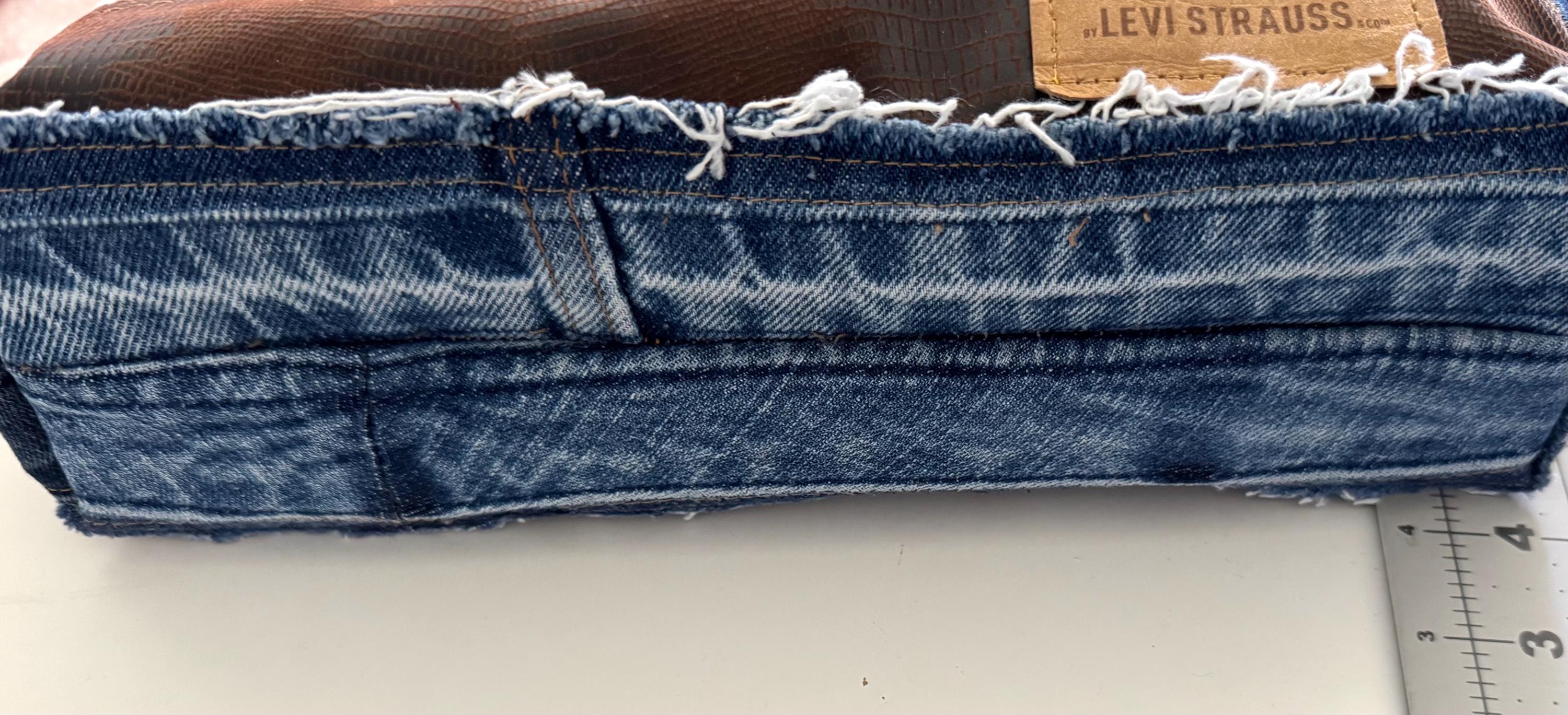 Dog Tapestry Tote Bag: Upcycled Denim & Rope Handles