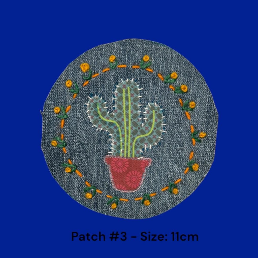 Handmade Denim Sew-On Patch: Upcycled Floral Design