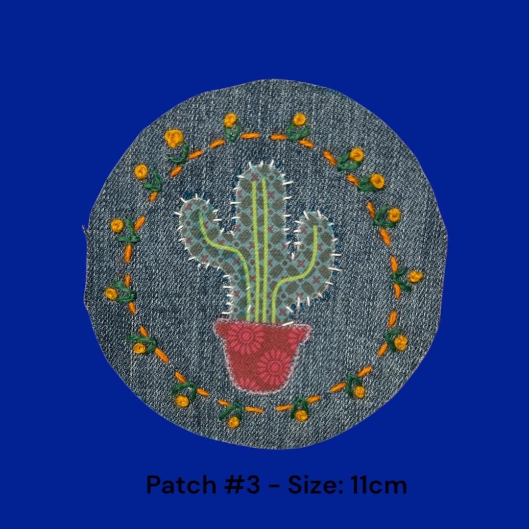 Handmade Denim Sew-On Patch: Upcycled Floral Design