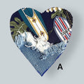 Handmade Denim Heart Patch: Upcycled Surf Floral Sew-On Applique