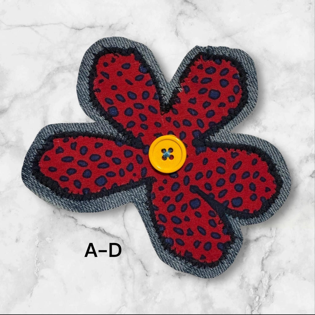 Handmade Fabric Flower Patches – Sew-On Denim & Cotton Appliqué
