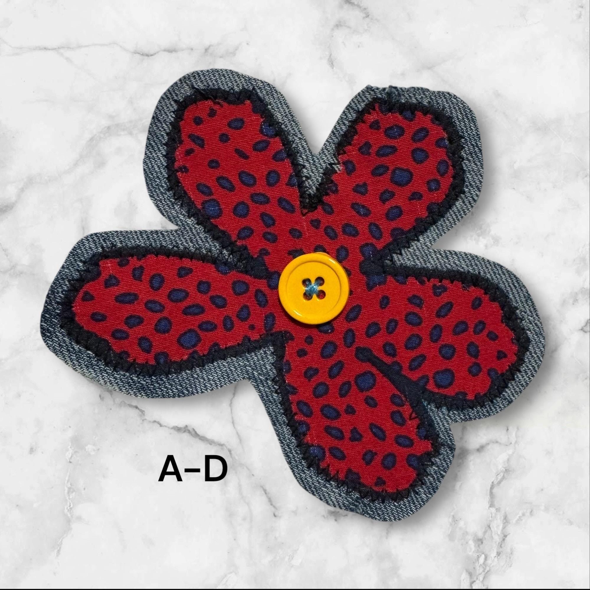 Handmade Fabric Flower Patches – Sew-On Denim & Cotton Appliqué