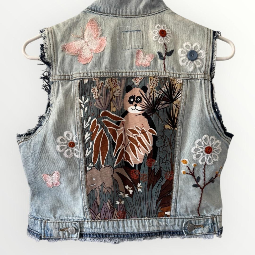 Upcycled Patchwork Denim girl’s Vest – Fits Ages 8–10 | One-of-a-Kind | Old Navy | Indigo Threads