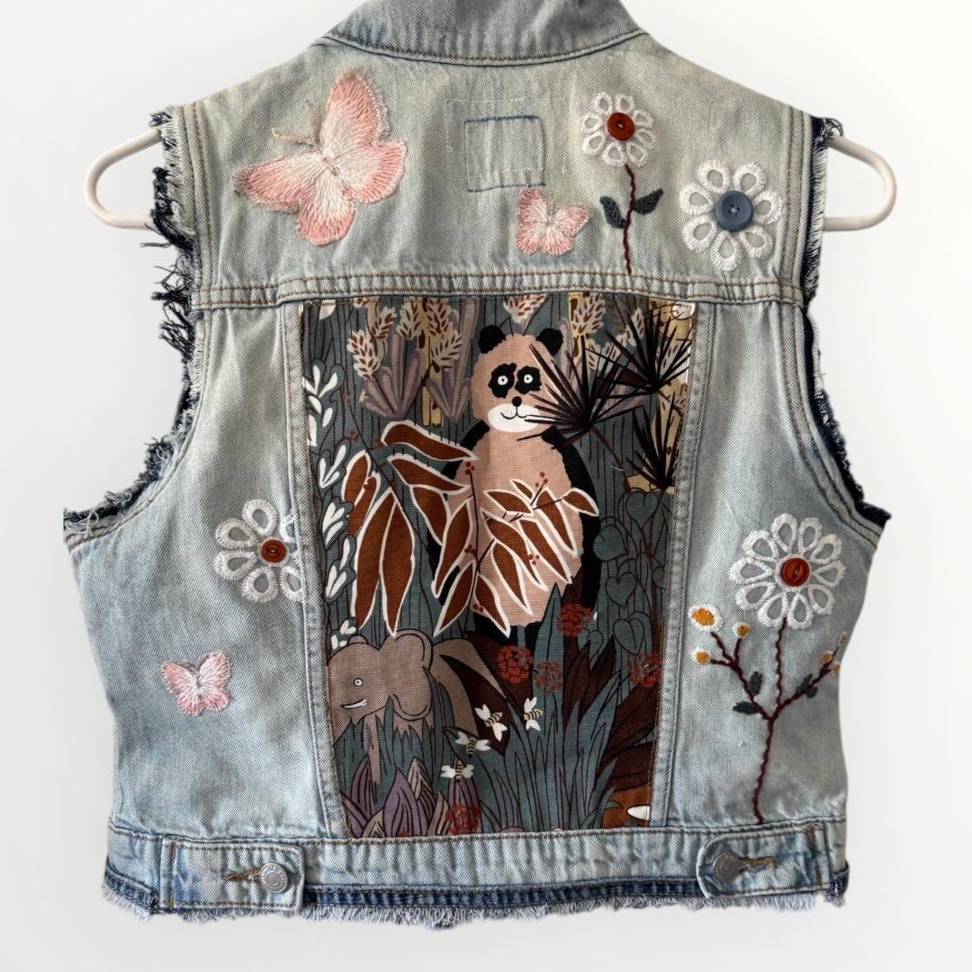 Upcycled Patchwork Denim girl’s Vest – Fits Ages 8–10 | One-of-a-Kind | Old Navy | Indigo Threads