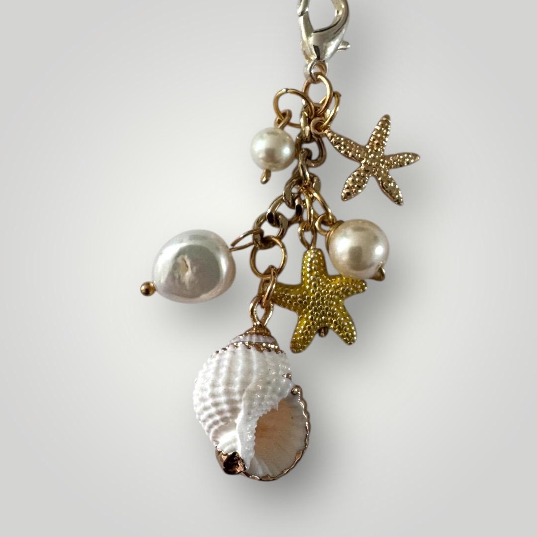 Handmade Gemstone Zipper Pull: Pearl & Stone Bag Charm