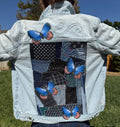 One-of-a-Kind Sashiko Boro Denim Jacket with Butterfly Appliqué | Hand-Embroidered, Upcycled, Japanese Threads