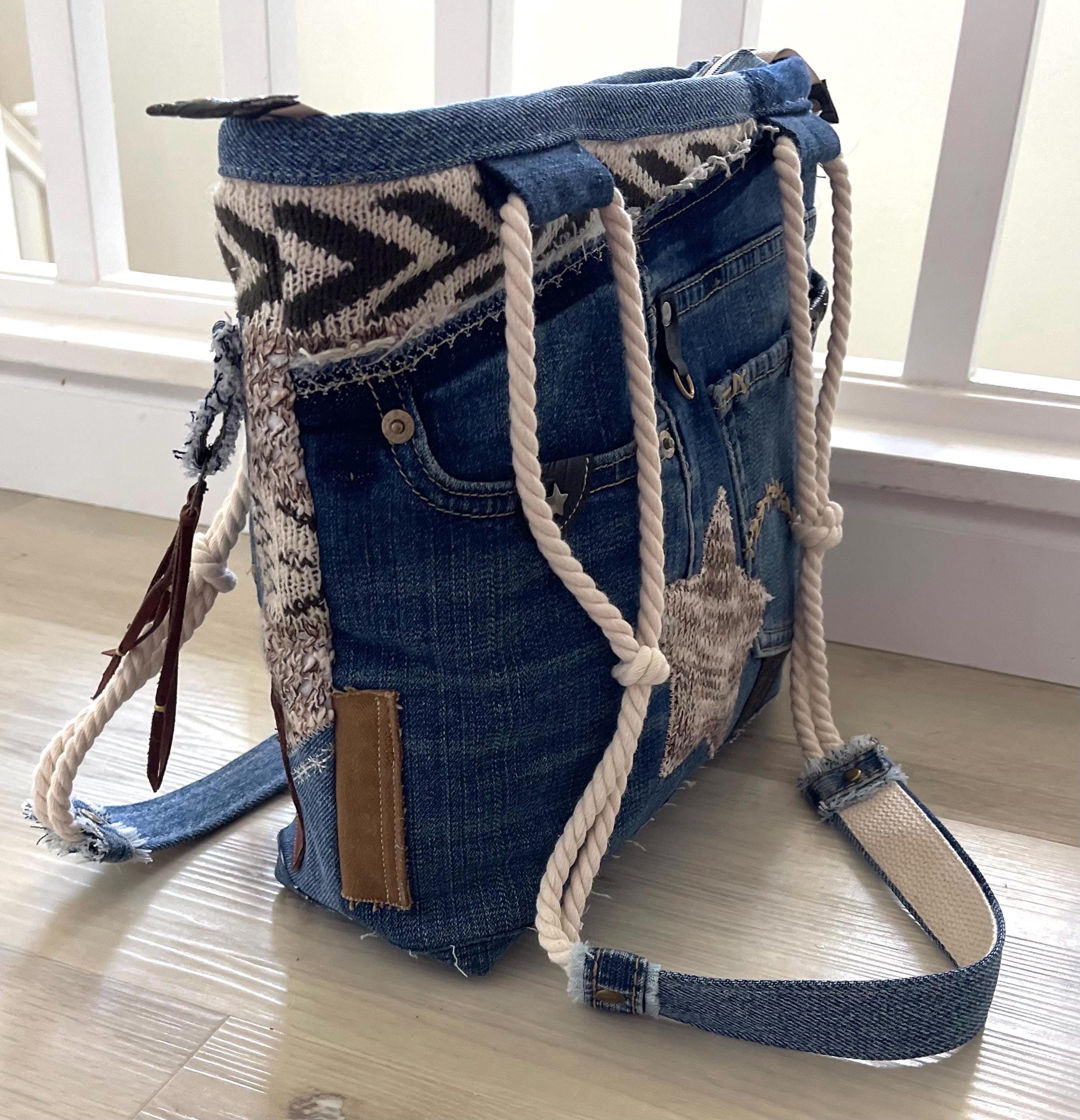 Denim & Knit Sweater-Upcycled Bag | Eco-Friendly, Handmade, One-of-a-Kind