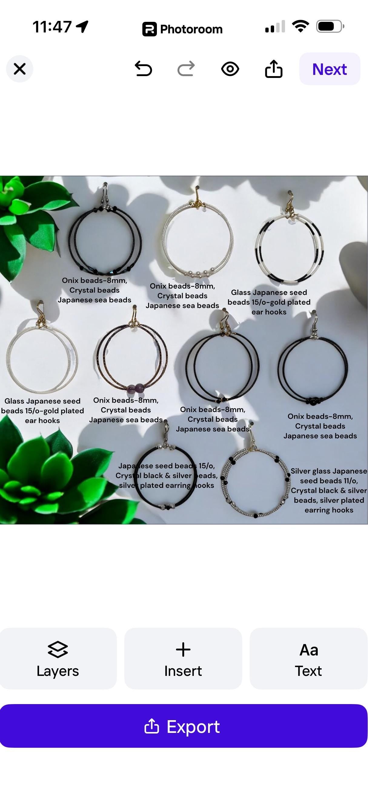Handmade Seed Bead Hoop Earrings: Swarovski Crystal, Gemstones, Silver & Gold Plated
