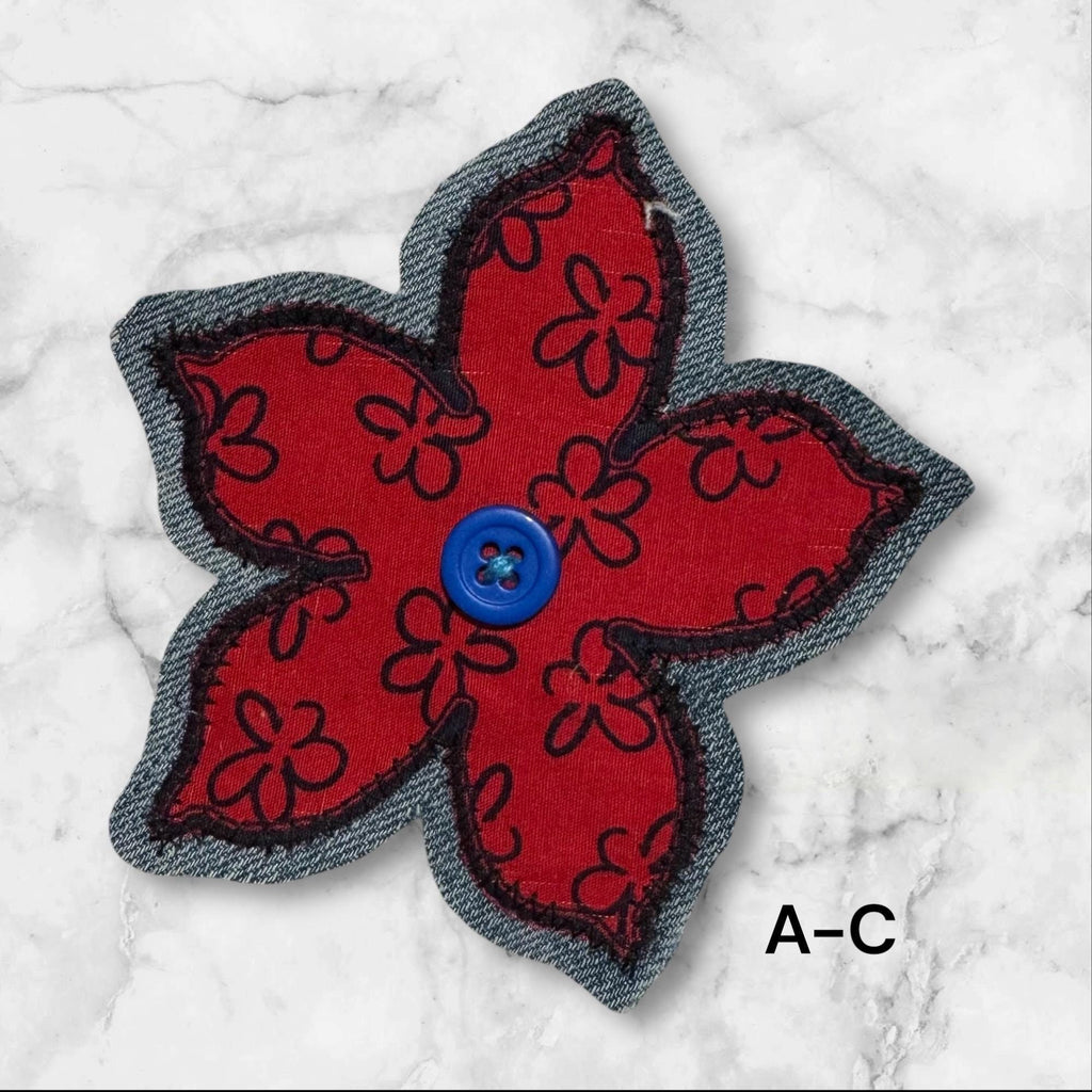 Handmade Fabric Flower Patches – Sew-On Denim & Cotton Appliqué