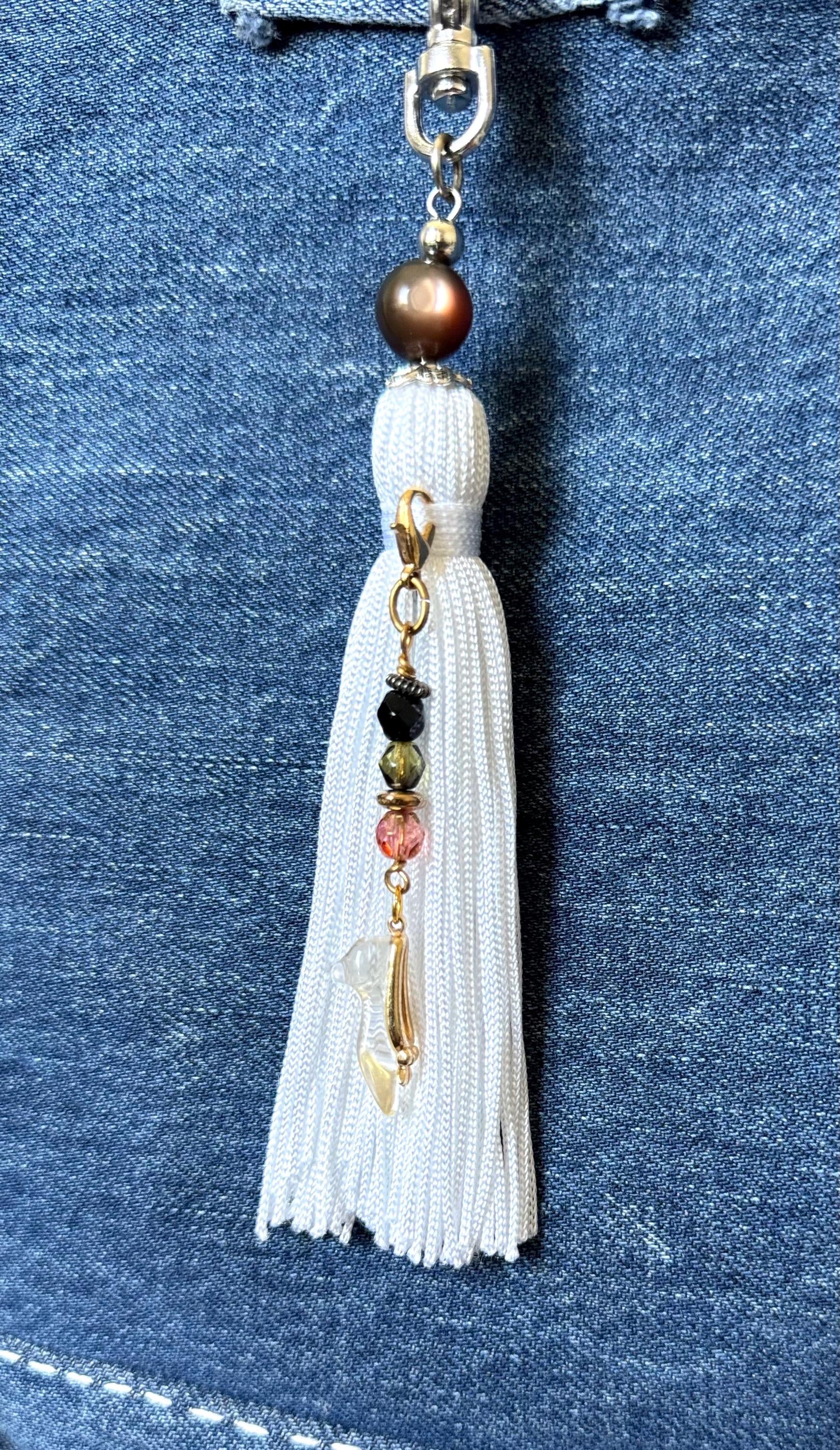 Boho Tassel Bag Charm: Crystals, Semi-Precious Stones & Metal Charms
