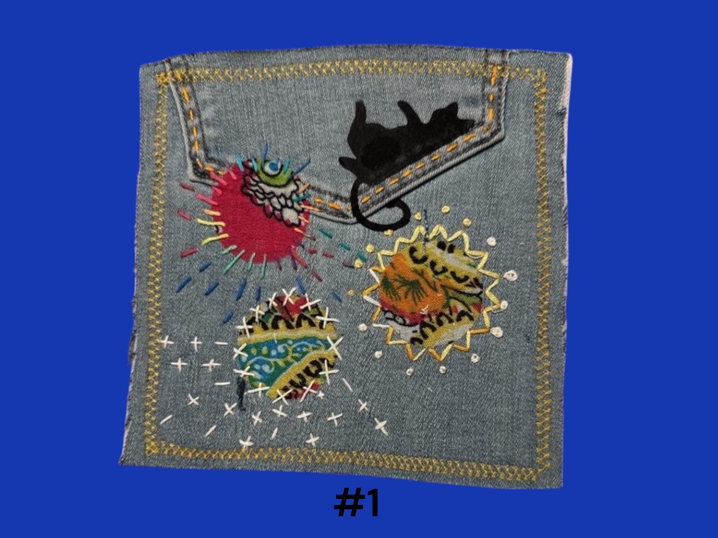 Sashiko Boro-Inspired Handmade Denim Patches – Sew-On Textile Art from Upcycled Fabric