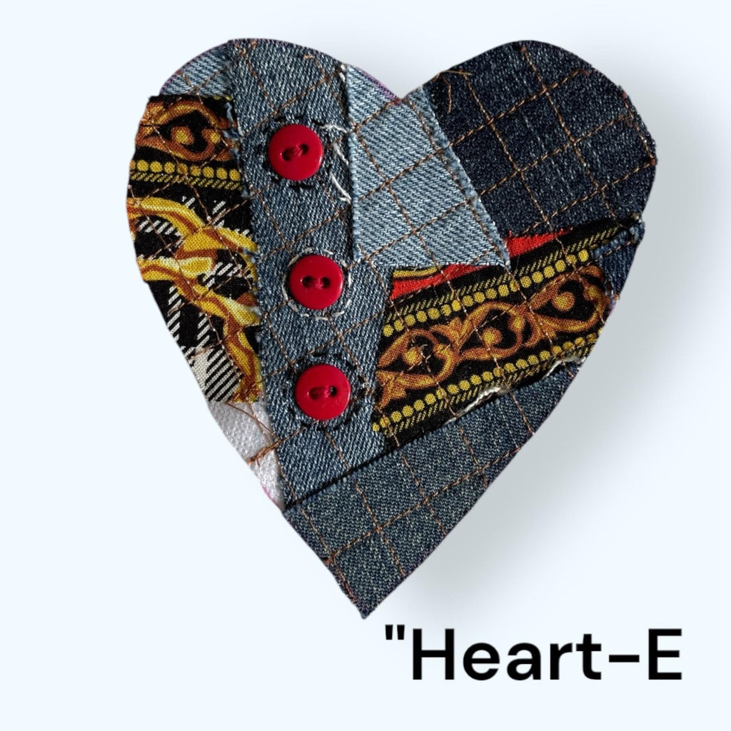 Upcycled Denim Heart Patch: Handmade Sew-On Applique with Leather Butterfly