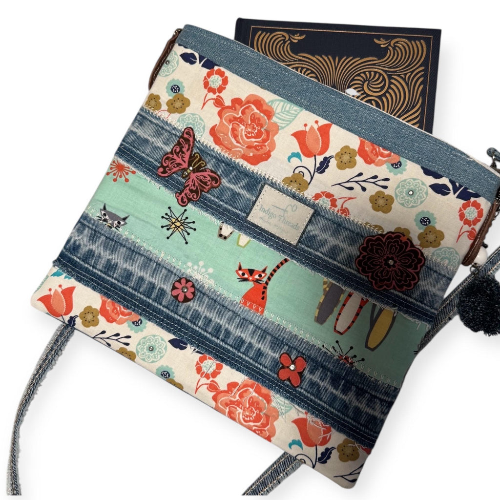 Handmade Denim Patchwork Crossbody Bag | Upcycled Cotton Pouch